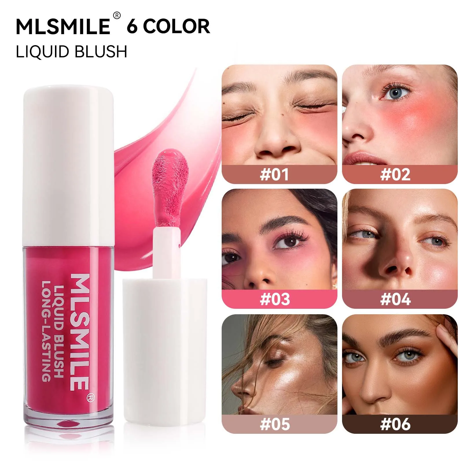 6 color lip and cheek dual purpose liquid powder blusher, pure vitality, whitening, fair price, brightening, fine shiny natural