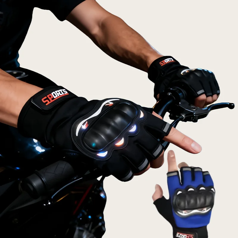 Half Finger Motorcycle Gloves Men Touch Screen Outdoor Off-road Sports Cycling Protection Anti-fall Motorcycle Finger Gloves ﻿
