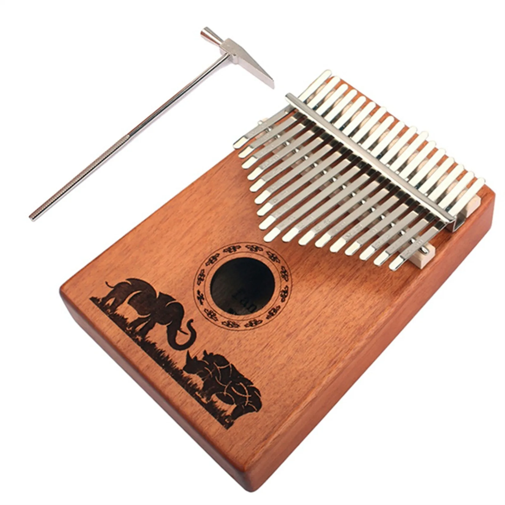 17 Keys Kalimba Mahogany Thumb Single Board Piano Calimba Professional Finger Piano with Tuner Hammer