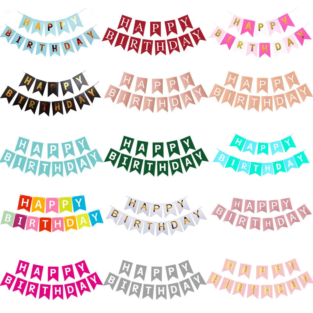 Nowy 1 zestaw Dekoracja urodzinowa Urodziny Party Bunting Garland Baby Shower Supplies Papierowa dekoracja banerowa Happy Birthday