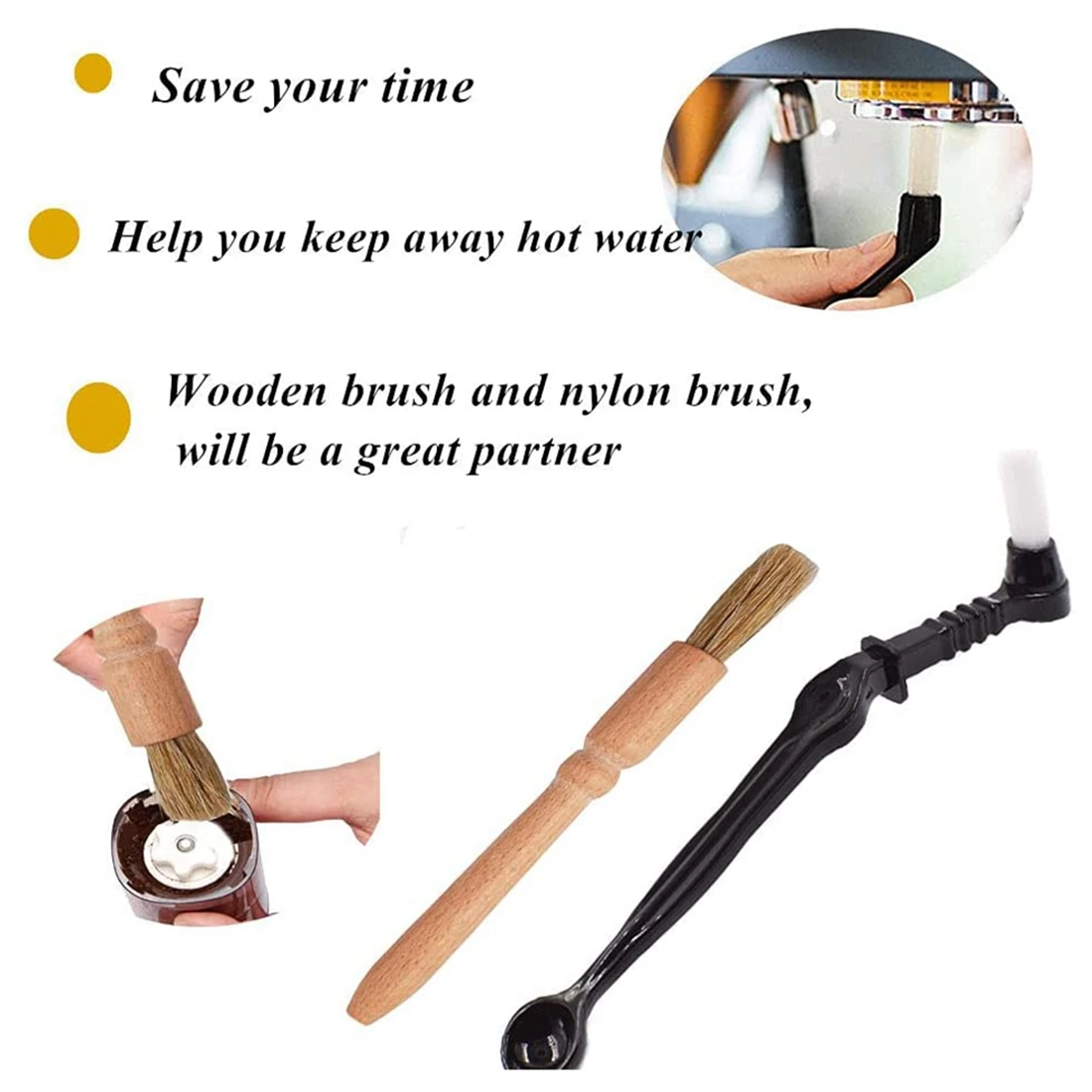 Set di spazzole per caffè Kit di spazzole per caffè Espresso, spazzola per la pulizia della macchina per macinacaffè in legno e spazzola per caffè Espresso per macchina da caffè