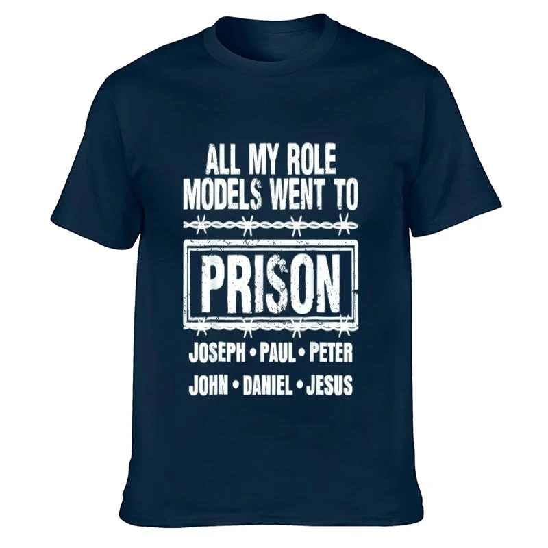 Men Women Unisex Short Sleeve T-Shirt Christian Bible Character Barbed Wire Letter Print Vintage Distressed Style Soft Cotton Bl