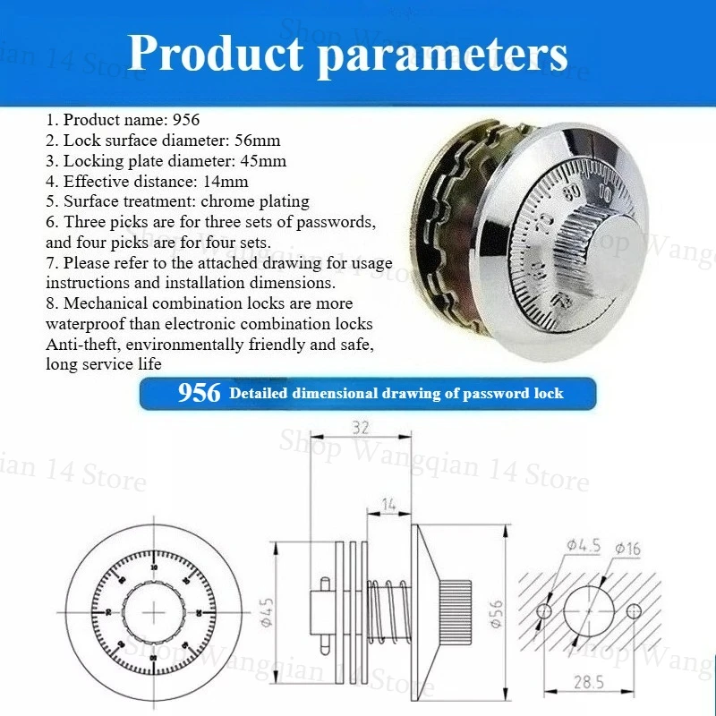 1pc Safety Mechanical Combination Lock, Fire Safety Turntable Lock, Practice Training Lock for Safe Box & File Cabinet