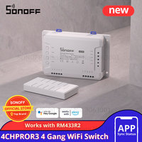 SONOFF 4CHPROR3 4 Gang Intelligent Wireless Switch RF Switch Module Breaker Wifi Smart Light Switch Works With RM433 Controller