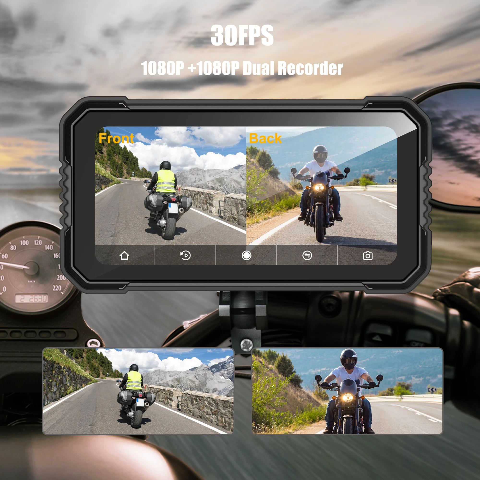 Motorcycle Global Navigation System 6.25 Inch Smart Screen Supports Wireless Carplay Android AUTO Video Playback IP67 Waterproof