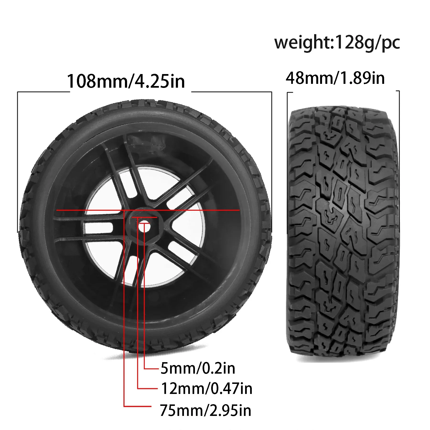 XILEZQF 1/10 Korte Baan Vrachtwagen Banden Wiel Met 12mm Hex Voor Slash Arrma Senton HuanQi 727 Vkar 10sc Hpi Rc Auto