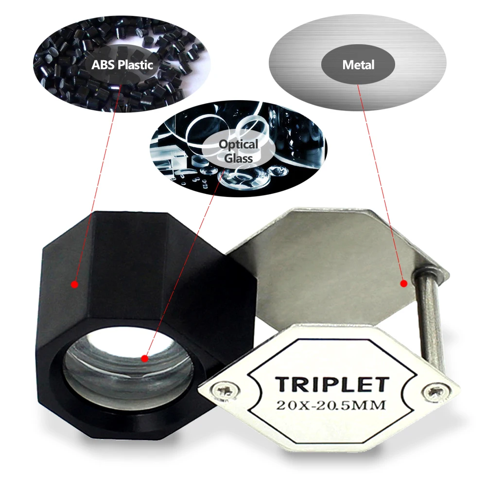 Imagem -02 - Pocket Lupa para Jóias Lupa Dobrável 20x Ampliação Lupa Lupas Joalheiro para Apreciação Antique Diamond