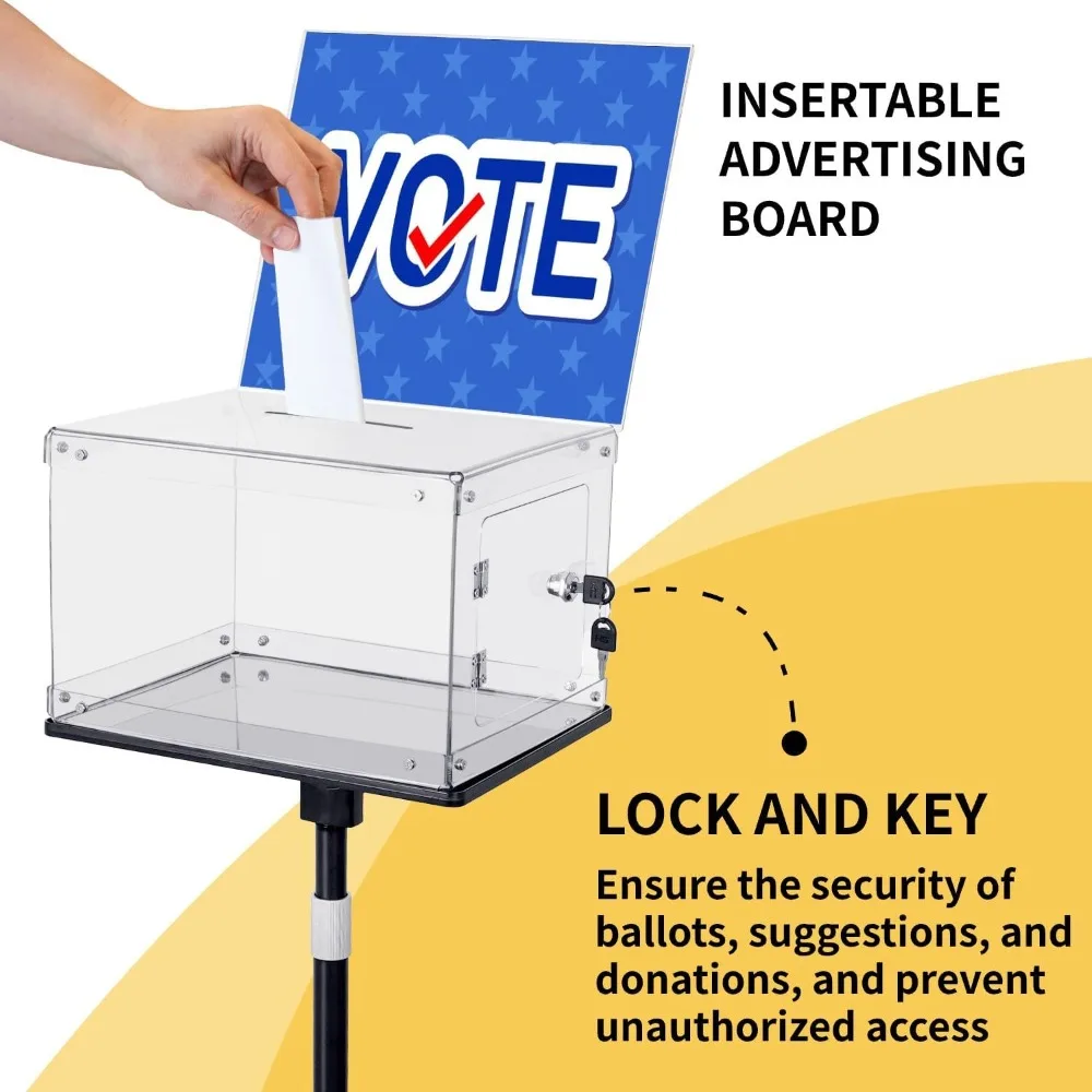 صندوق اقتراحات مع حامل، صناديق تقديم قائمة على الأرض للكنيسة، حامل اللافتات، قاعدة معدنية شديدة التحمل، قفل صناديق التبرعات