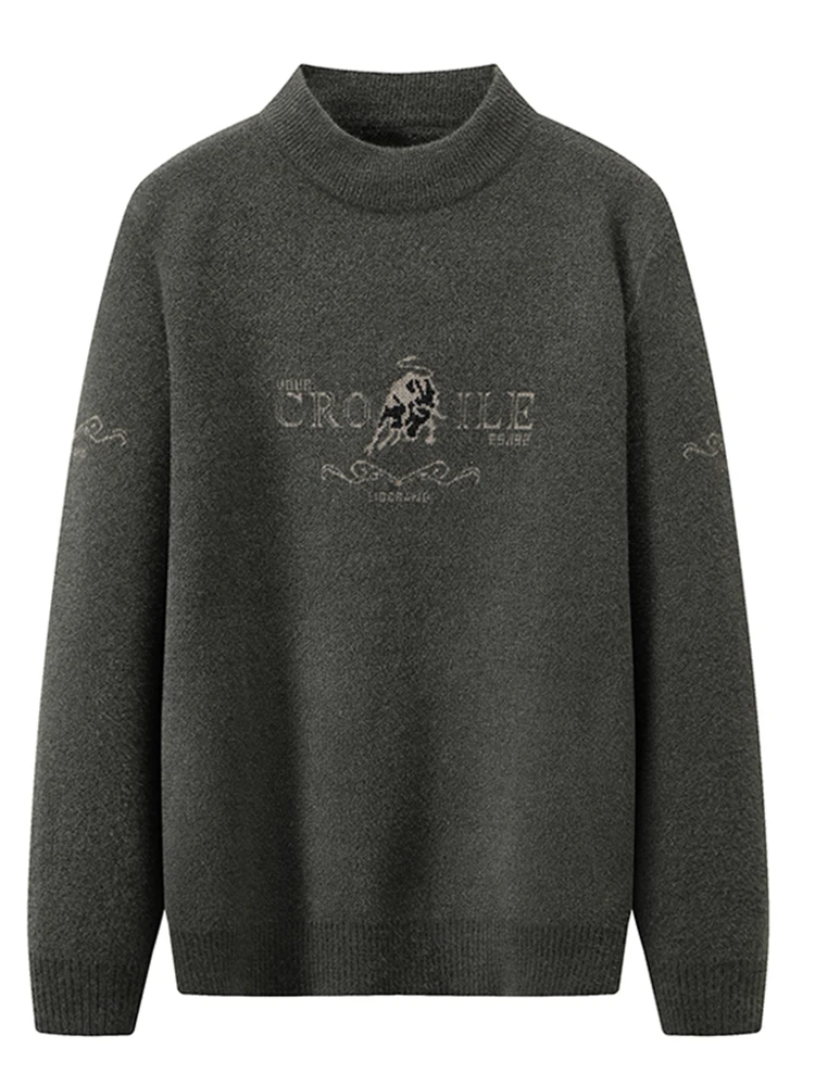 

Мужской вязаный свитер 2023 года, осень-зима, с высоким воротником, удобный, облегающий, повседневный, длинный рукав, базовый, для средней части года