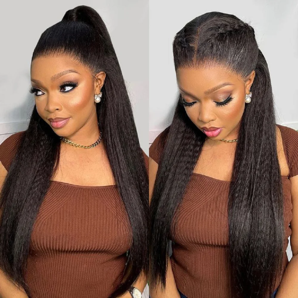 

Kinky Straight Lace Front Wig Pre Plucked 13x4 Lace Frontal Human Hair Wigs For Black Women With Natural Hairline 4x4 Lace Wig