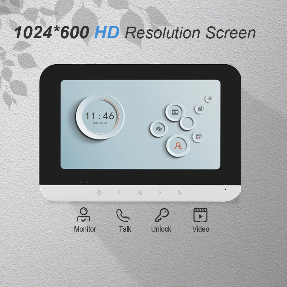 Tuya Wifi ビデオインターホン 1/2ユニットアパート用 7インチタッチキー 4線ケーブル接続カメラ付き