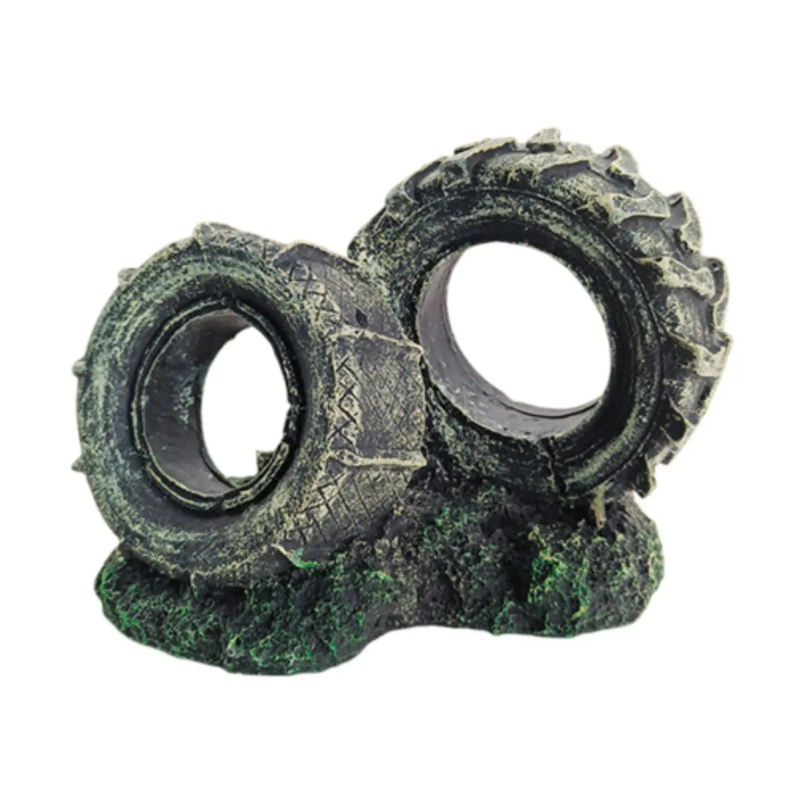 Aquarium Decorated Aquarium Tank Landscaping Decoration Tyre Shape Hideaway Creative Easy Setup Hiding Place for Office Home