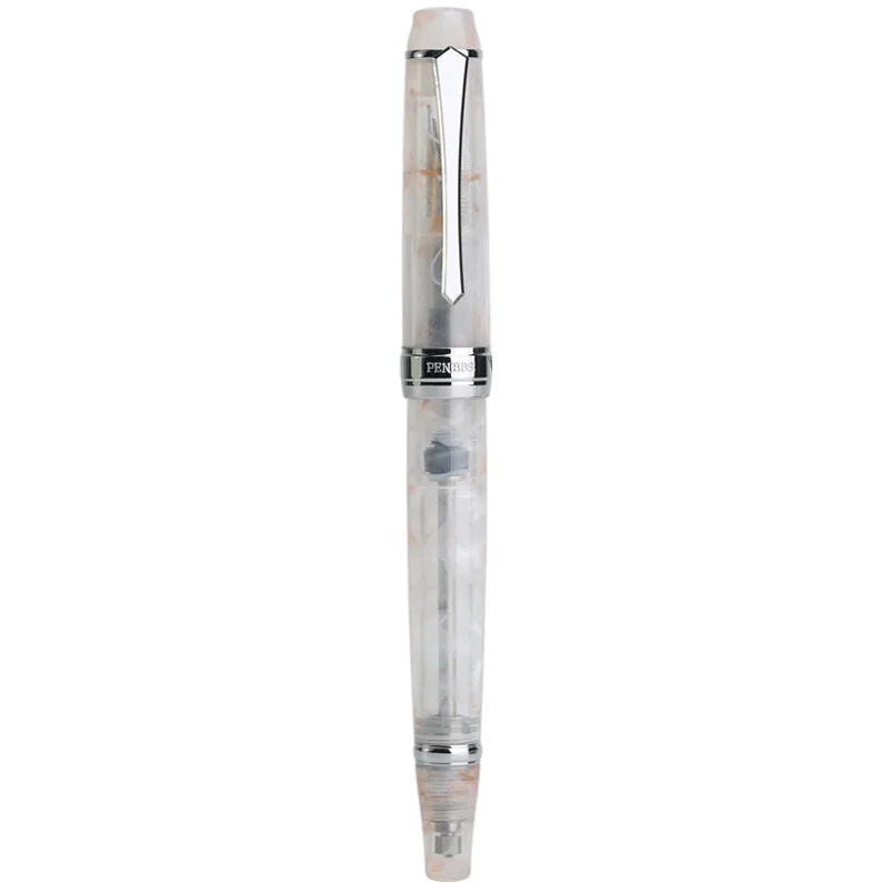 PENBBS 456 Resin Transparent Vacuum Filling Fountain Pen Fine Nib Fashion Writing Office Gift Ink Pen Set School Supplies