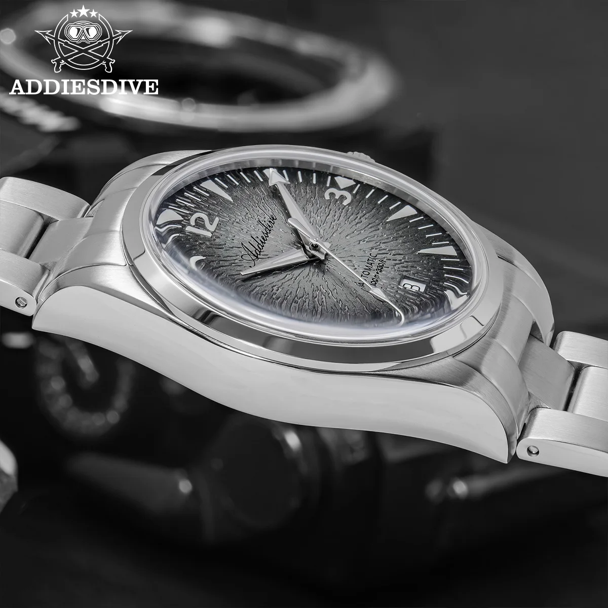 

ADDIESDIVE 39mm Classic Man Automatic Watch Dome Glass Textured Dial 100m Waterproof Watches Super Luminous Mechanical Watch