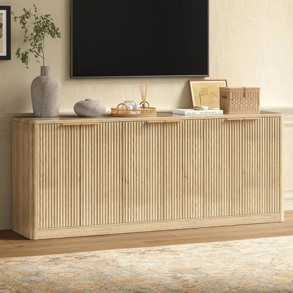 

Дубовая подставка под телевизор 75 со шкафами для хранения вещей для развлечений в гостиной и спальне