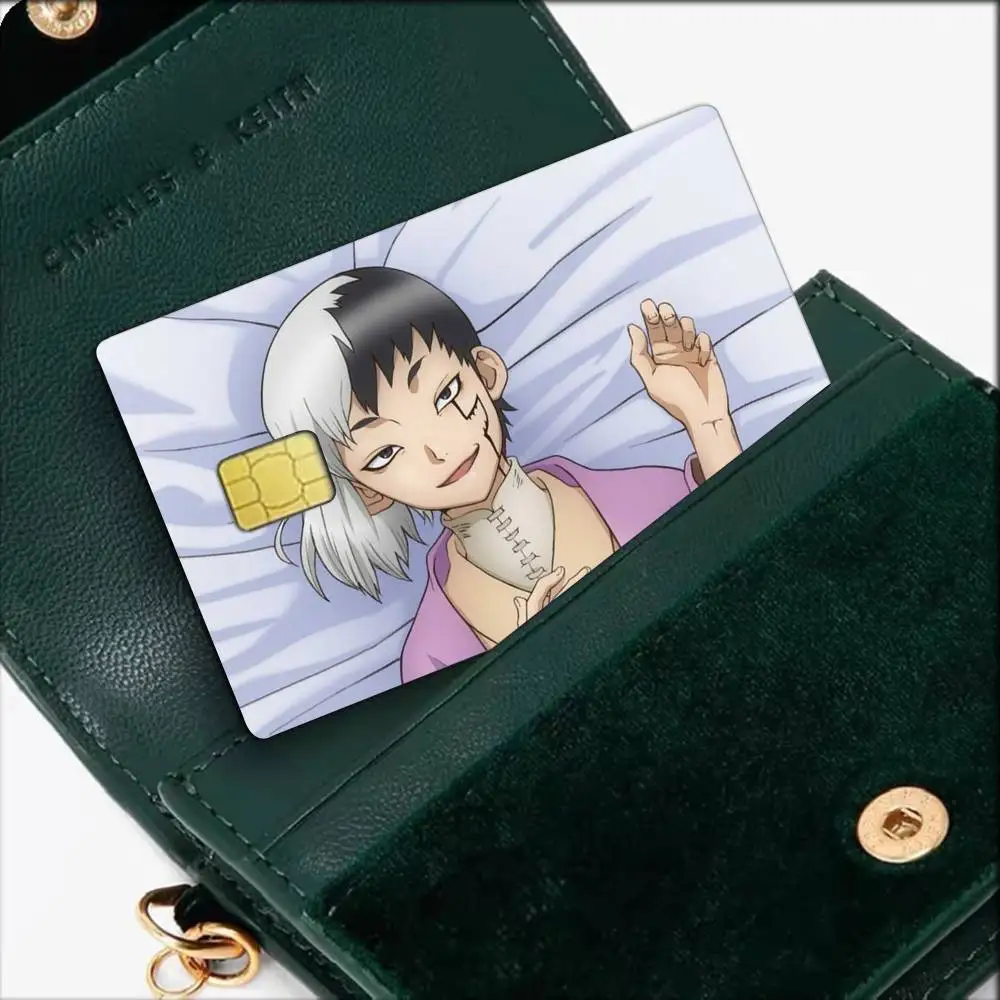 Anime Dr STONE Asagiri Gen Waterproof Film Skin Cover Credit Card Stickers Debit Front Bank Bus