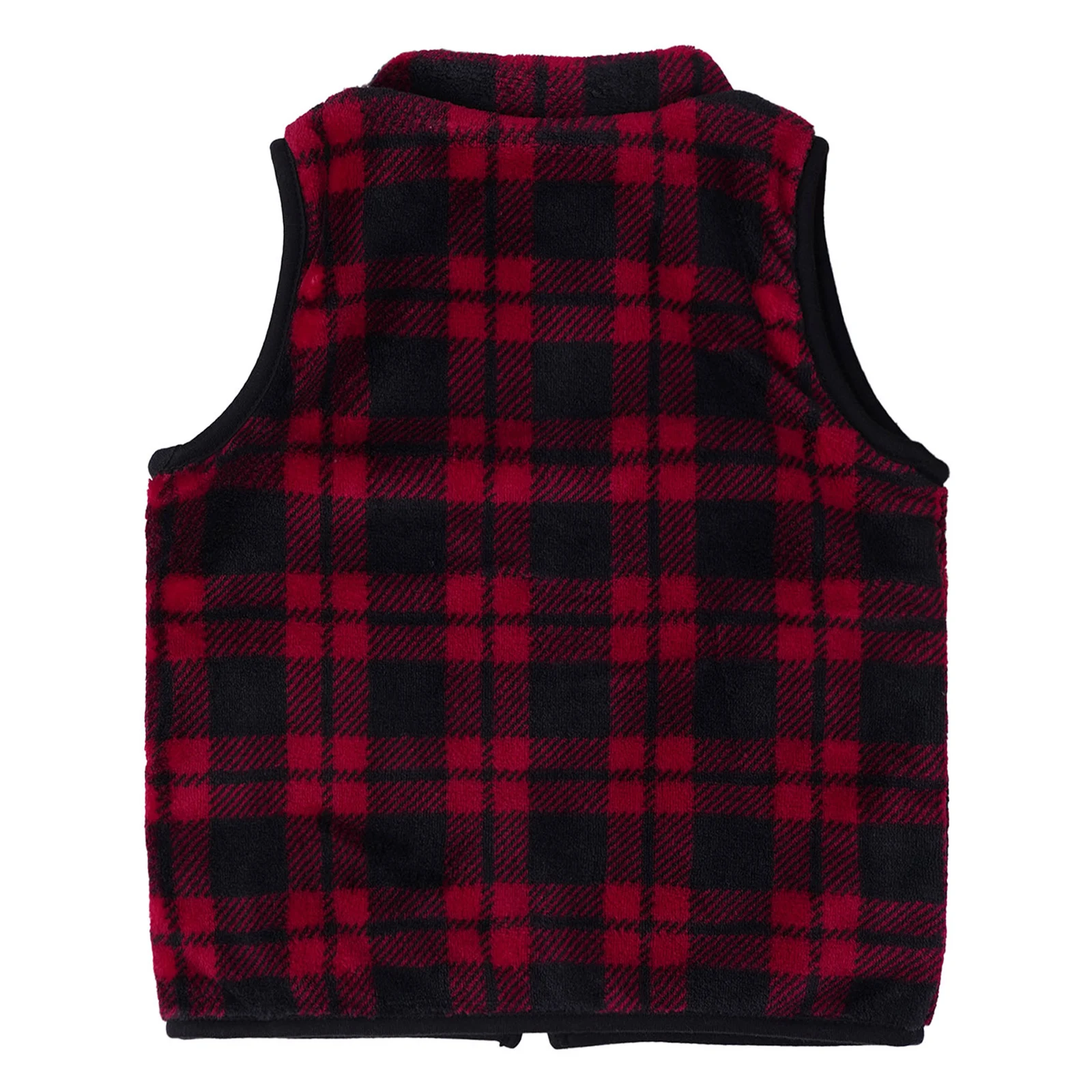 Kids Boys Girls Winter Warm Coral Fleece Vest Stand Collar Zipper Jacket Outerwear with Pockets for Daily School Day Home Wear