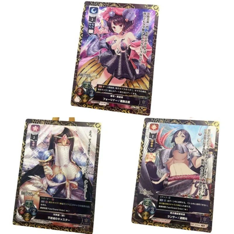 Katsushika Hokusai 3Pcs Flash Card Fate/grand Order Minamoto No Raikou Diy Hot Stamping Action Toy Figures Anime Game Collection