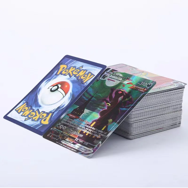 Tarjetas pokemon de cartas en inglés francés, tarjeta alemana, italiana, española, con 300 Gx 360 V Max VMAX 100, equipo de etiquetas, 5-300 Uds.