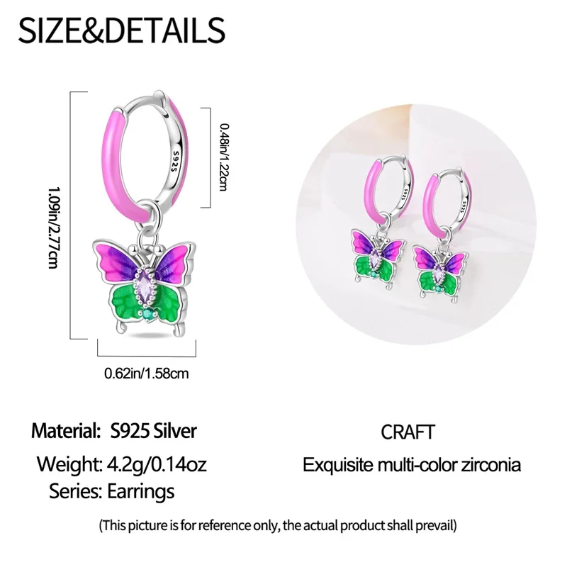 Original 925 Silver Earring Flowers And Butterflies Earrings For Women Fashion Birthday Party Jewelry Gift Hypoallergenic New in