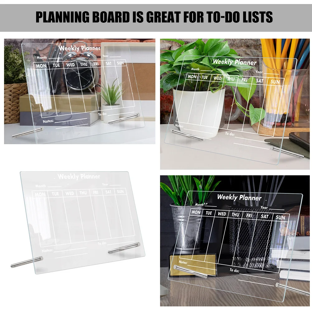 1 مجموعة الاكريليك مذكرة شفافة قابلة لإعادة الاستخدام رسالة المجلس لمكتب المنزل سطح المكتب طاولة كتابة مجلس متعدد الوظائف ملاحظة المنظم #6