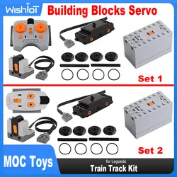 Train Track Building Blocks Kit MOC Power Functions Parts Motor Battery Box Infrared Speed Remote Control Receiver for Legoeds