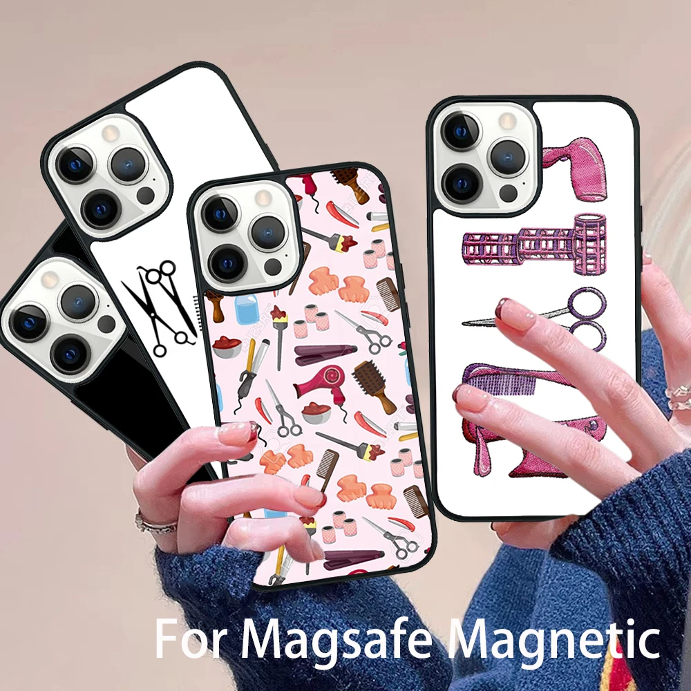 

Hair Stylist Tools Phone Case Magesafe Magnetic Wireless Charge Cover For IPhone 16 11 12 13 14 15 Pro Max Plus Mini