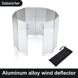 8/9/10 Plates Folding Wind Shield Camping Gas Stove Outdoor Burner Aluminum Alloy Barbecue Windproof for Hiking Picnic