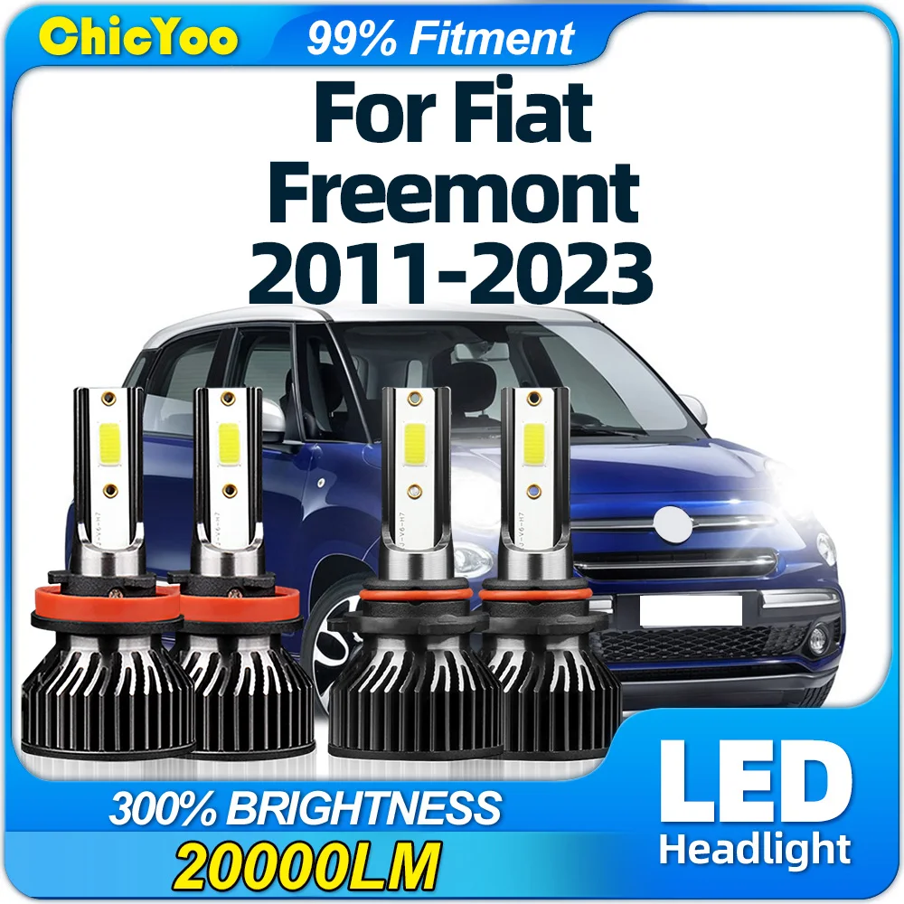 LED Car Headlights Bulbs 40000LM Turbo Lights 12V Auto Lamp 6000K Plug&Play For Fiat Freemont 2011-2018 2019 2020 2021 2022 2023