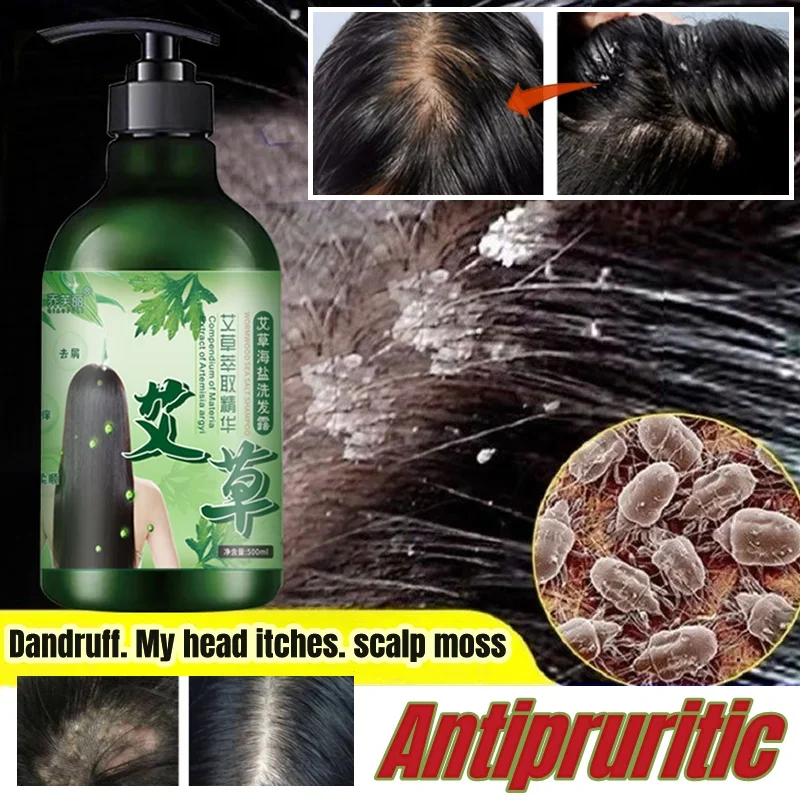 

500ml Wormwood Sea Salt Shampoo Dandruff Control Oil Refreshing Anti-mites Antipruritic Soft Fragrance Fluffy Shampoo Hair Care