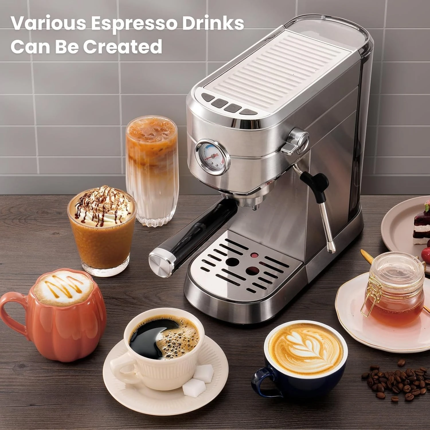 

20 Bar Espresso Machine with Milk Frother, Compact Commercial Coffee Maker for Home, Stainless Steel Professional Maker·Hot Sale
