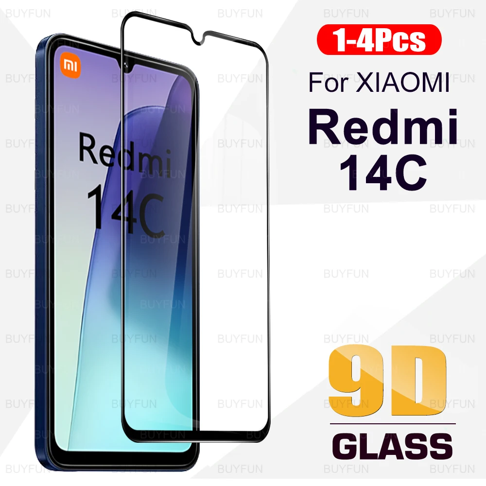 1-4Pcs Redmi14C Fully Cover Tempered Glass Film For Xiaomi Redmi 14C Case Black Edge Screen Film Mi Readme Redmy 14 C C14 6.88''