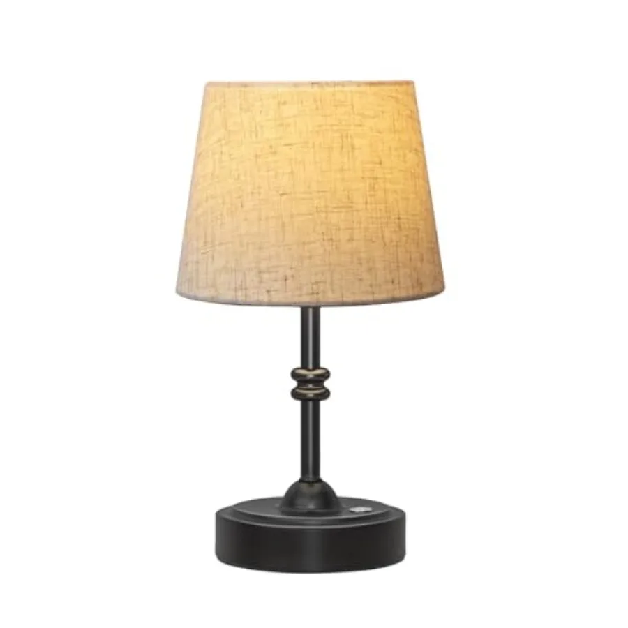 

Small Cordl Lamp, Battery Operated Table lamp Dimmable, 4000mAh Rechargeable, Touch Bedside Lamp with Beige Linen Shade, 2700K