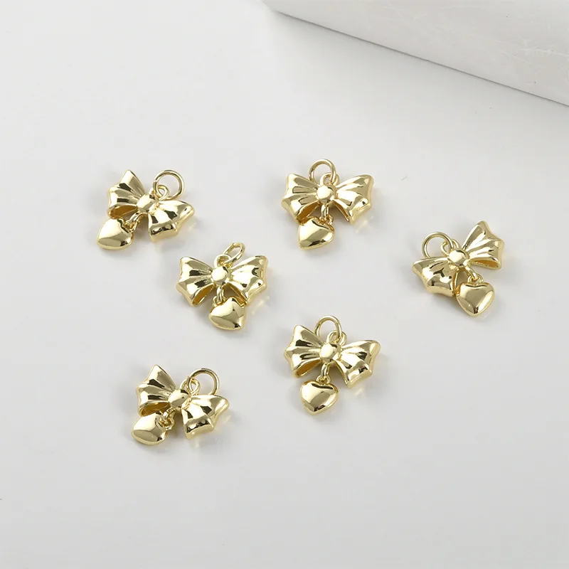 14k Gold Bag Color-preserving Bow Love Pendant DIY Handmade Bracelet Necklace Earrings Accessories Material