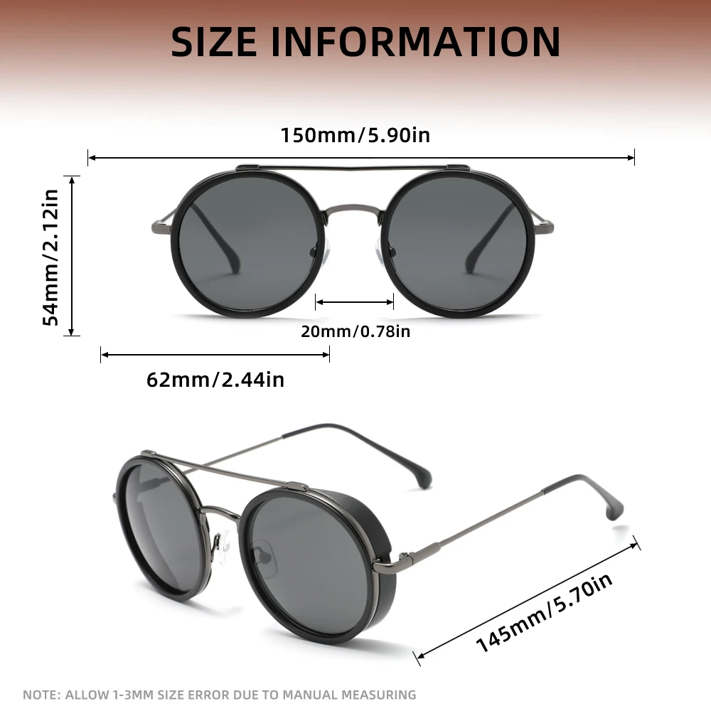 KINGDREAM Sonnenbrille mit rundem Rahmen für Herren, hochwertige polarisierte Luxus-Damenbrille, Zubehör, UV400, blendfrei – Detail 1