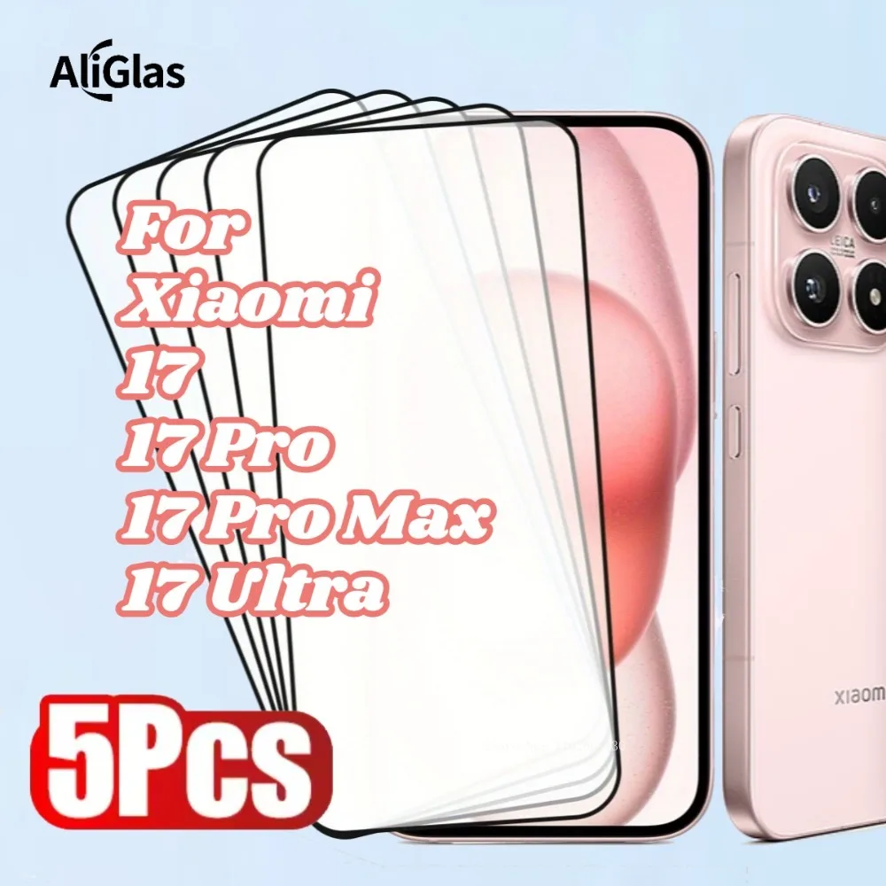 

5pcs High Definition Tempered Glass Film For XIoami 17 Series 9H Anti-Scratch Screen Protector For Xiaomi 17 Pro Max 17 Ultra