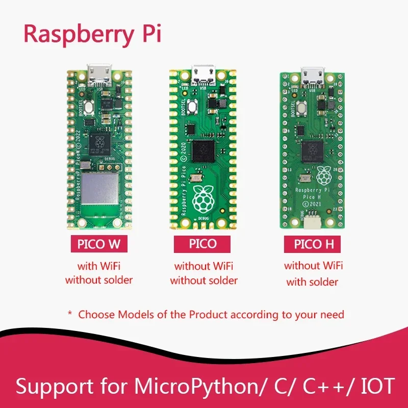 Original Raspberry Pi Pico W with Wireless WiFi Development Board, Pico or Pico H with Pin Header, Support MicroPython/C++