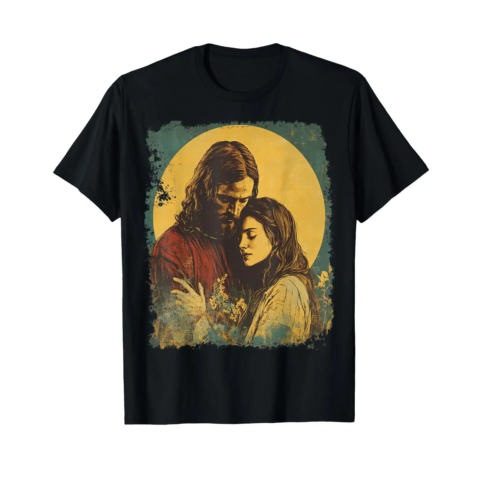 King Jesus Christ Virgin Mary Magdalene T Shirt vintage Washed homme Breathable Casual Top For Everyday Wear Slightly Stretched
