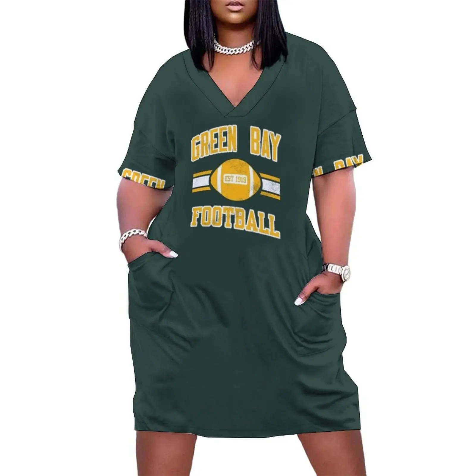 

Green Bay Football Loose Pocket Dress evening dresses ladies Female clothing