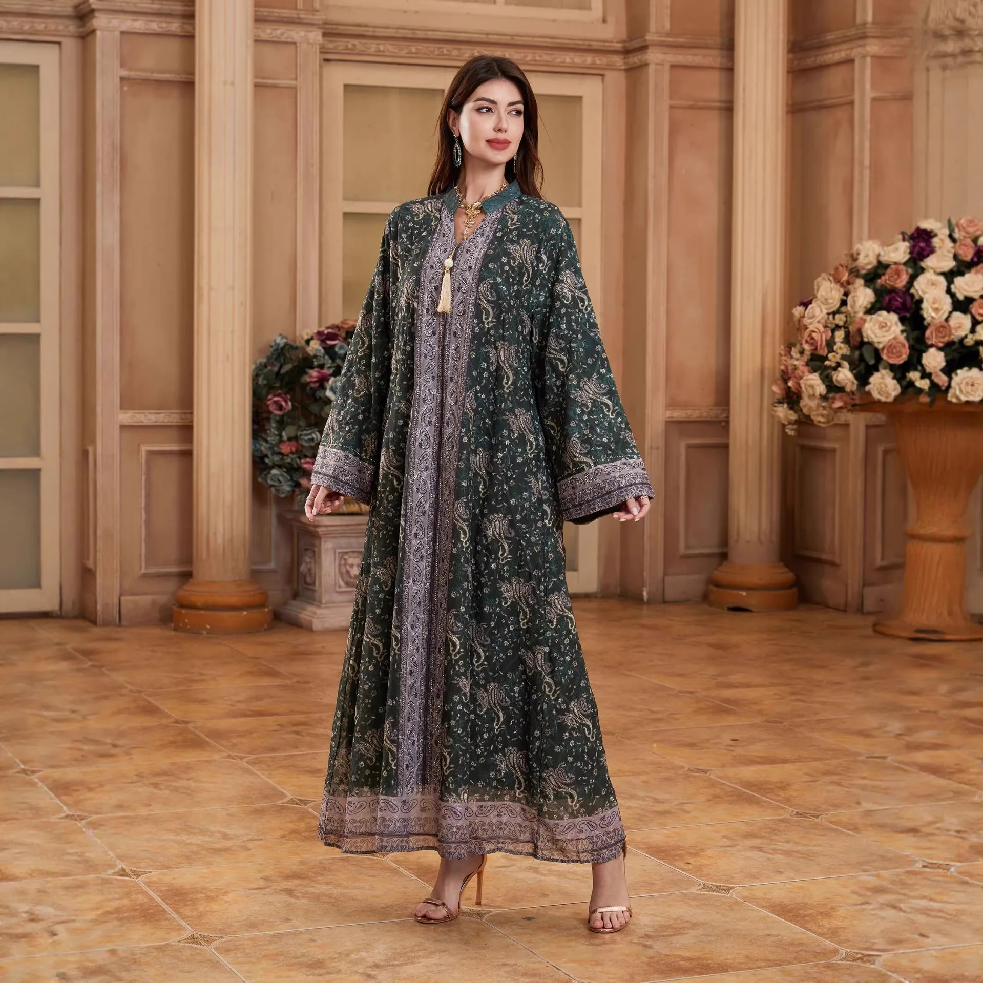 

Eid Women Diamond Dress Abaya Muslim Jalabiya Ramadan Vestidos Largos Party Dresses Arab Long Robe Morocco Dubai Kaftan 2026