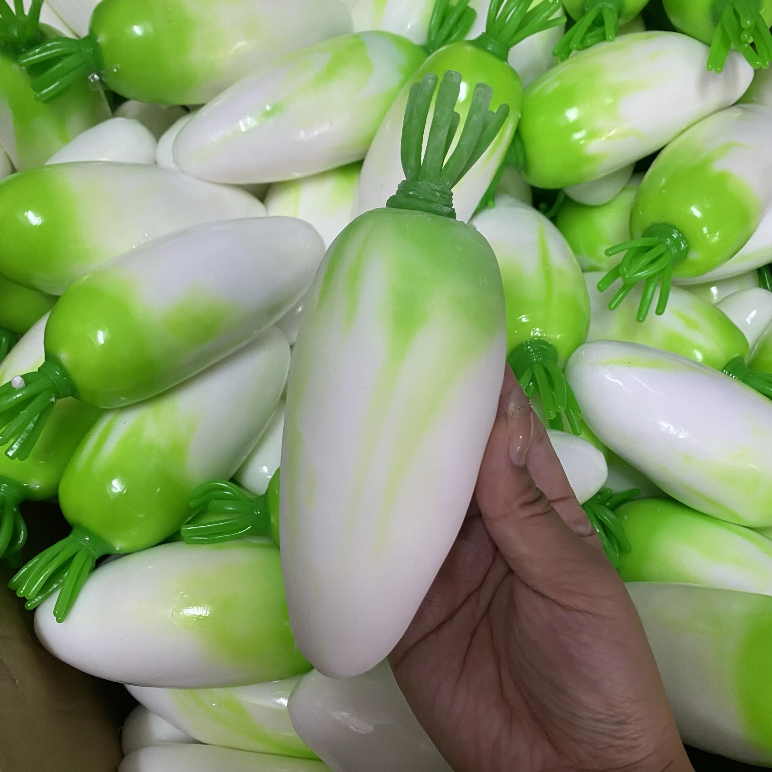 Crunchy White Radish Mooli Squishy Fidget Toy Soft Simulation Vegetable Squeeze Sensory Toy Stress Relief Anti-Anxiety Toy ﻿ image 2