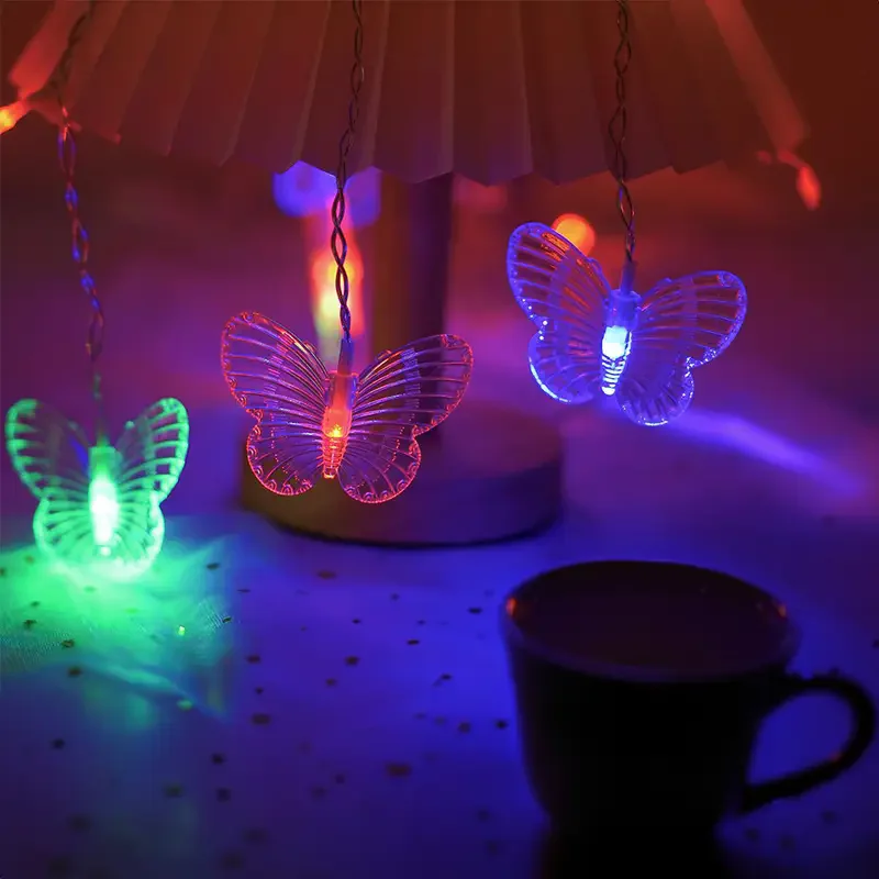 6M 40LEDS Bunte Schmetterling Lichterketten Für Urlaub Lichterkette Hof Garten Hochzeit Party Dekoration Zimmer Licht Dekor – Detail 3