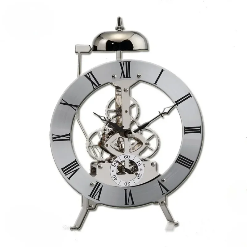 Metal Quartz Table Clock Small Shell Ring Bell Desk Clocks Perspective Retro Design Side Clocks Desktop Watches Home Decor