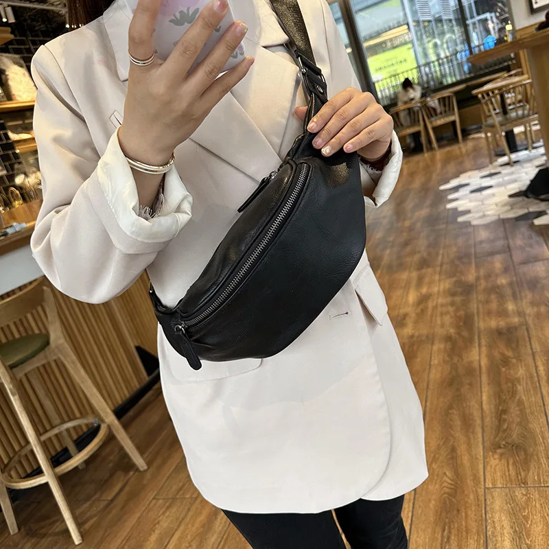 Naturalna skóra bydlęca torba na ramię damska rekreacyjna neutralna torba na klatkę piersiowa damska torebka w minimalistycznym stylu Street Trend Crossbody Hobo