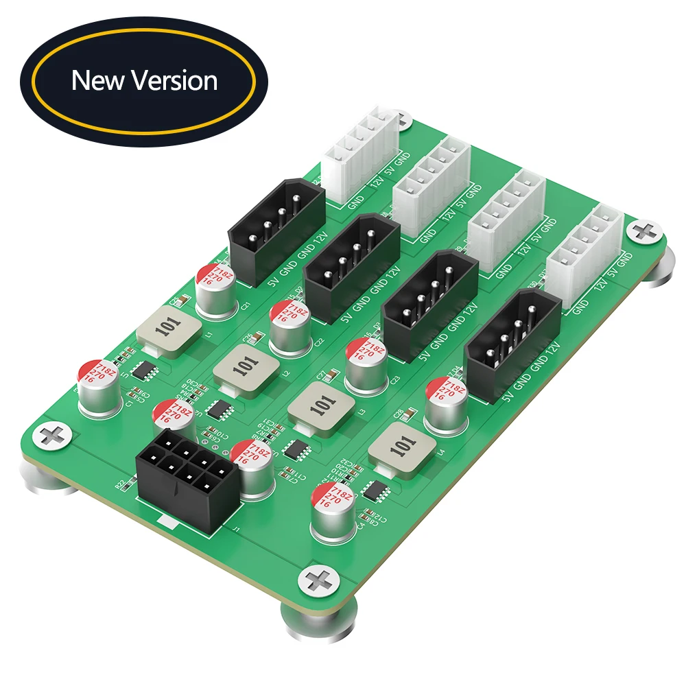 New Version ATX 6/8pin 12v to 8 Ways 5v/12v 3A Power Adapter for ATX PSU and 2.5’/3.5’ SATA HDD