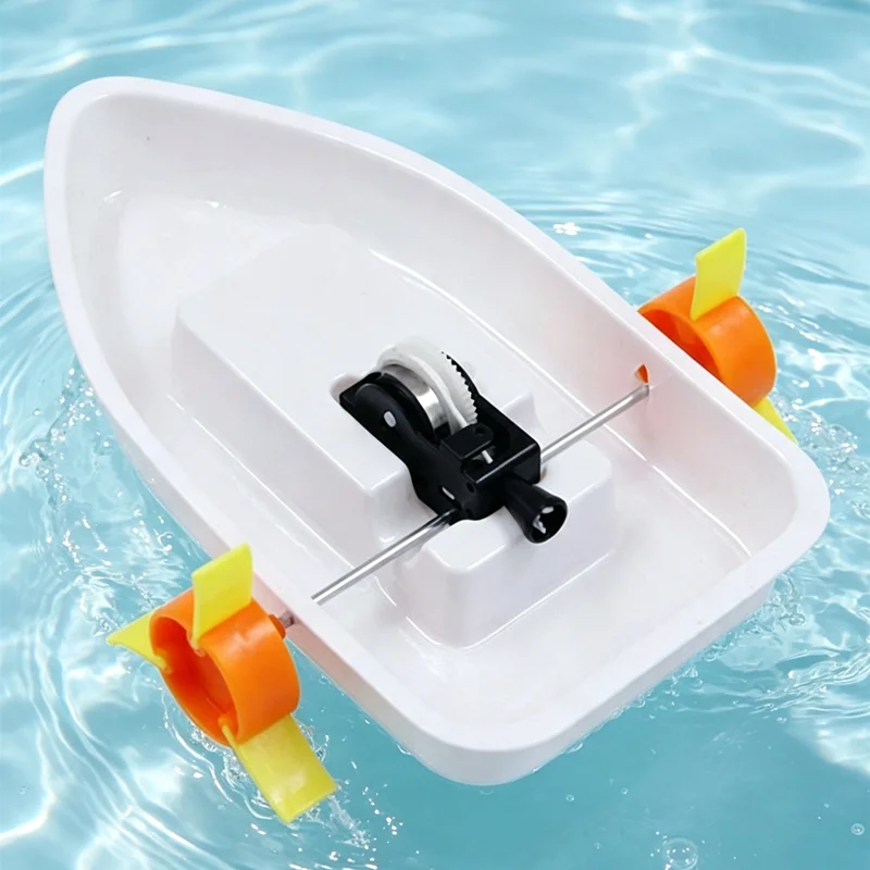 DIY Hand-crank Boat Science Experiment Kit, Student STEM Educational Assembly Project, Physics Learning Handmade Material Set Fo