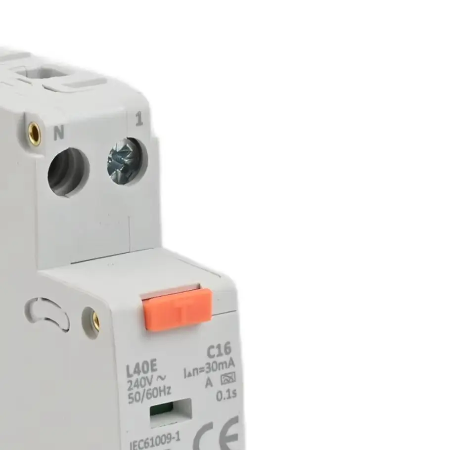DIN Rail RCBO Leakage Circuit Breaker 16A 40A 230V 1P+N Type A 30mA, IP20 Flame Retardant Overload Short Protection