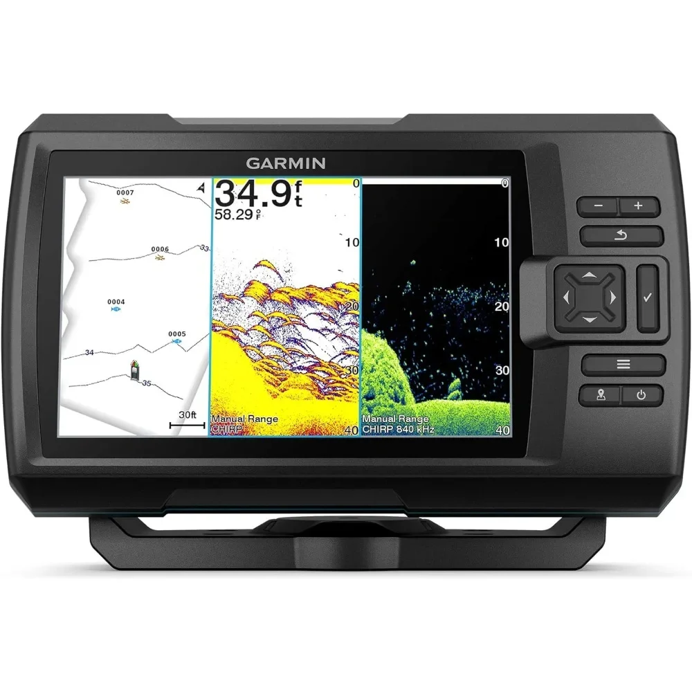 %a لـ Striker Vivid 7cv، محول ألوان Fishfinder ومحول السونار مقاس 7 بوصات سهل الاستخدام، لوحات ألوان السونار ذات المسح الزجاجي