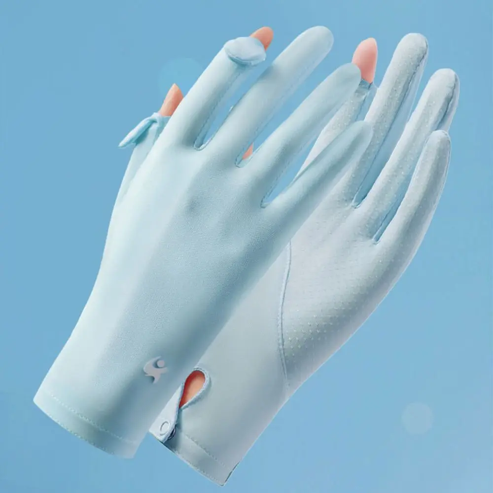 

Touch Screen Gloves For Women Sun Protection Gloves Full Finger Gloves Ice Silk Mittens Two Fingers Gloves Sunscreen Gloves