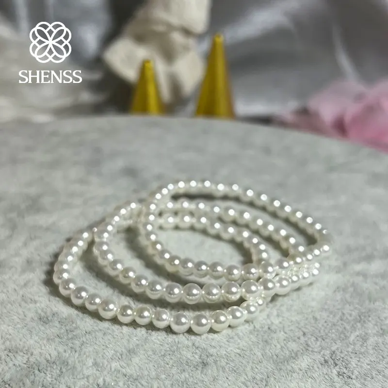 Quality Shell Pearl Bracelet 4mm-8mm Multilayer Elastic Customizable Women's Bracelets of Various Sizes